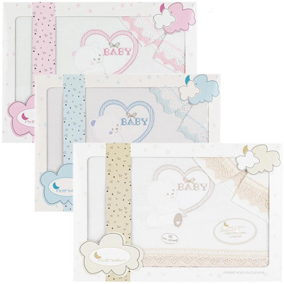 Sabanas de mini cuna tres piezas INTERBABY "corazón"