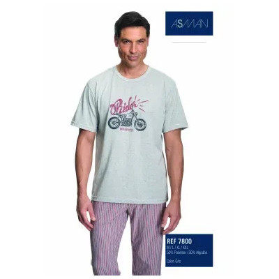 Pijama hombre entretiempo manga corta