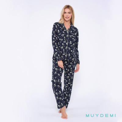 Pijama mujer camisero Algodón estampado flores