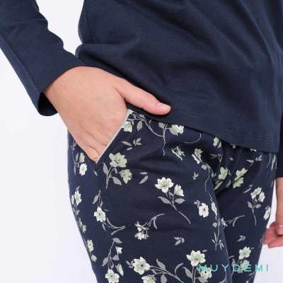 Pijama mujer algodón estampado flores