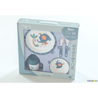 Mi Primera Vajilla 5 pcs INTERBABY Set37 Jungla azul