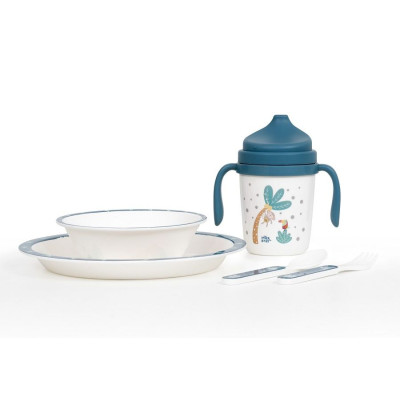 Mi Primera Vajilla 5 pcs INTERBABY Set37 Jungla azul