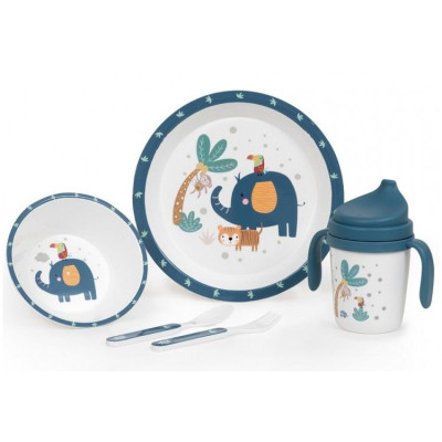 Mi Primera Vajilla 5 pcs INTERBABY Set37 Jungla azul