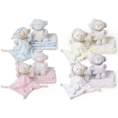 SET25 CASITA   Set Regalo 3 piezas Casita INTERBABY Manta+Peluche+Dou dou