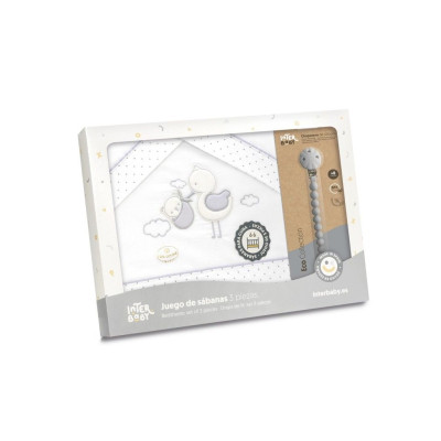 Tríptico cuna cigüeña oso + broche chupete