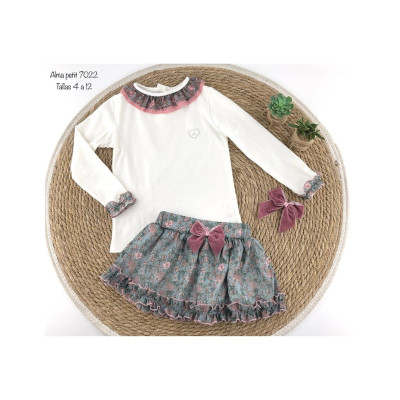 CONJUNTO NIÑA ALMA GASA FLORES 7022