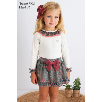 CONJUNTO NIÑA ALMA GASA FLORES 7022