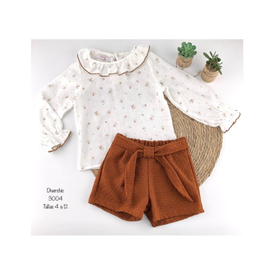 CONJUNTO NIÑA SHORT BAMBULA FLORES DIVERCHIC 3004