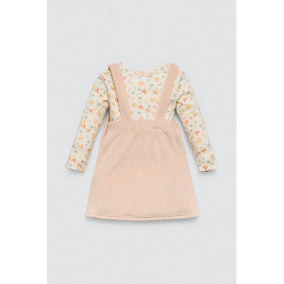 Conjunto bebé vestido peto y camiseta manga larga