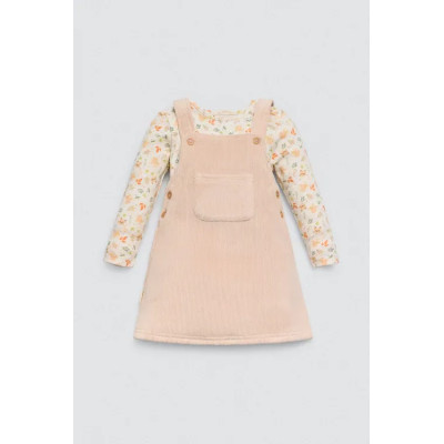 Conjunto bebé vestido peto y camiseta manga larga