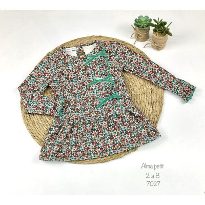 VESTIDO INFANTIL NIÑA ALMA FLORECITAS LAZOS 7027