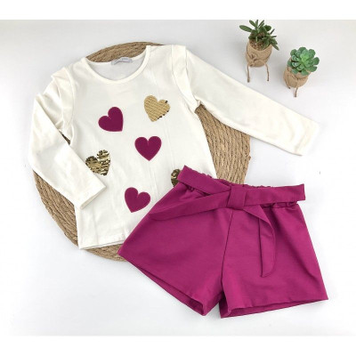 CONJUNTO NIÑA SHORT ALMA CORAZONES 7009