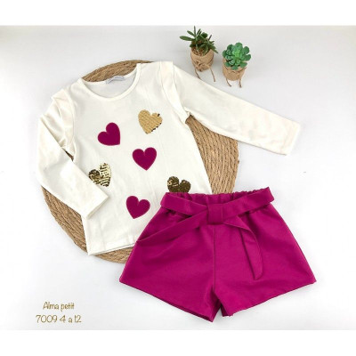 CONJUNTO NIÑA SHORT ALMA CORAZONES 7009