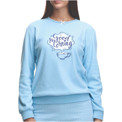 Pijama franela mujer con taza café