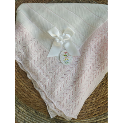 Toquilla bebe hilo blc/rosa