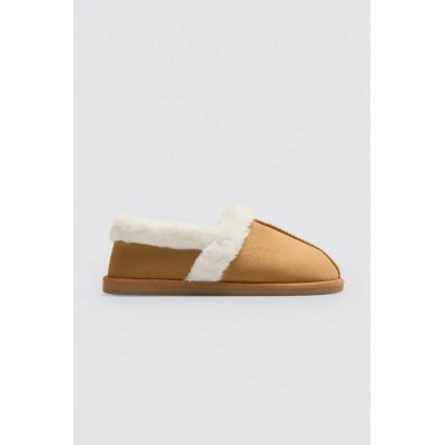 Zapatillas de casa mujer detalles pelo camel