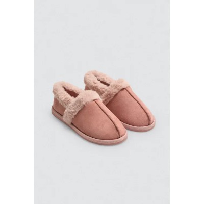 Zapatillas de casa mujer detalles pelo camel