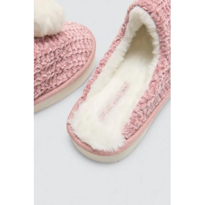 Zapatillas de casa aterciopeladas detalle pompón