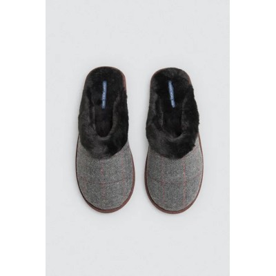 Zapatillas de casa cuadros con pelo
