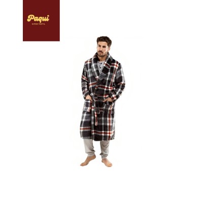 Bata invierno hombre cuadros naranjas