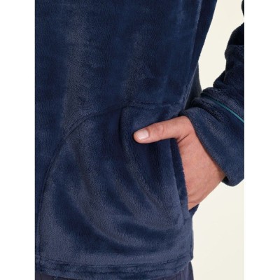 Bata corta invierno hombre Muidemi azul coralina cremallera bolsillos