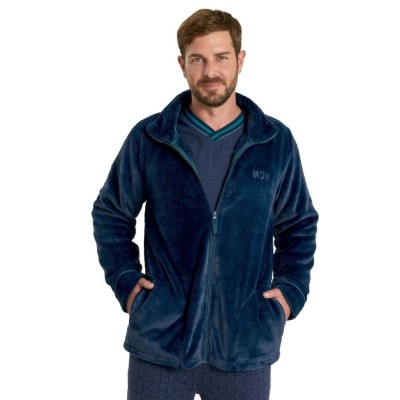 Bata corta invierno hombre Muidemi azul coralina cremallera bolsillos