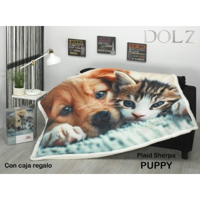 Manta Plaid Sherpa Pupy Dolz