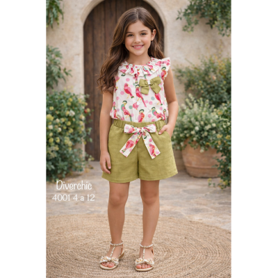 CONJUNTO NIÑA SHORT LINO DIVERCHIC  TUCAN