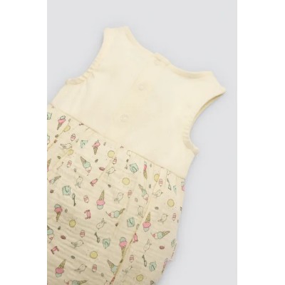 Conjunto ranita bebé sin mangas y gorrito estampado veraniego