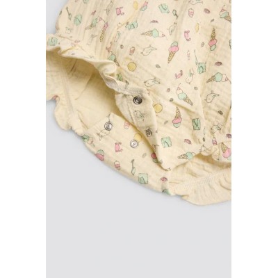 Conjunto ranita bebé sin mangas y gorrito estampado veraniego