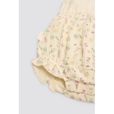 Conjunto ranita bebé sin mangas y gorrito estampado veraniego