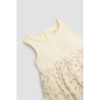 Conjunto ranita bebé sin mangas y gorrito estampado veraniego