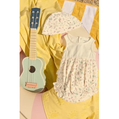 Conjunto ranita bebé sin mangas y gorrito estampado veraniego