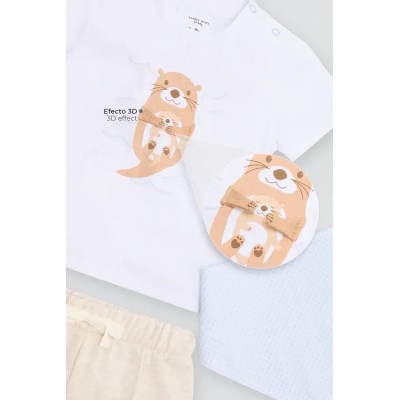 Conjunto bebé 3 piezas estampado nutria