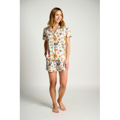 Pijama abierto mar y flores