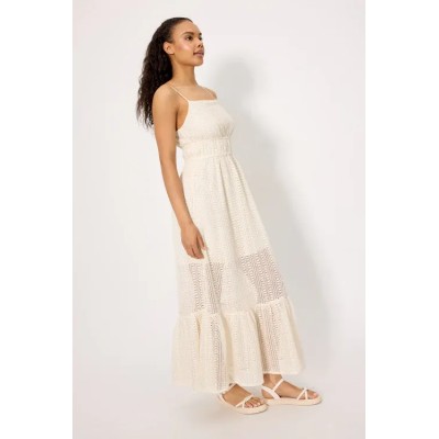 Vestido largo calado con forro interior