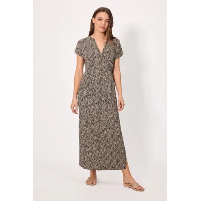 Vestido largo manga corta estampado