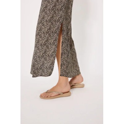 Vestido largo manga corta estampado