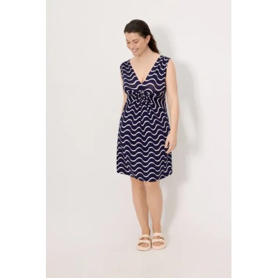 Vestido corto escote en V estampado ondas