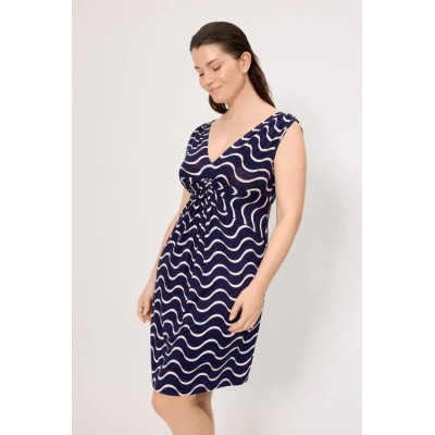 Vestido corto escote en V estampado ondas