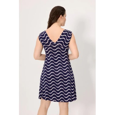 Vestido corto escote en V estampado ondas