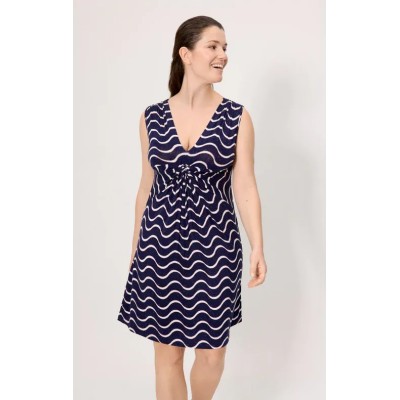 Vestido corto escote en V estampado ondas