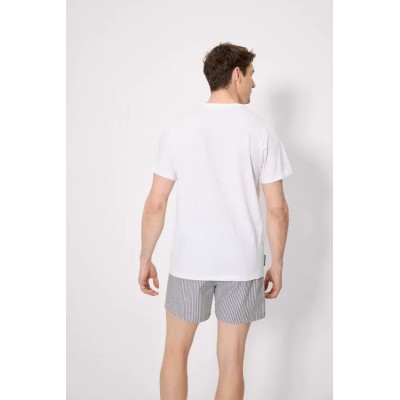 Camiseta manga corta básica cuello panadero