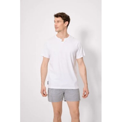 Camiseta manga corta básica cuello panadero