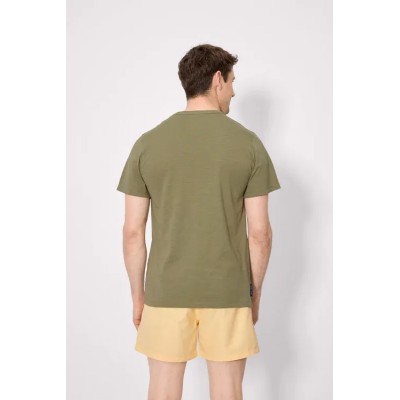 Camiseta manga corta básica cuello panadero