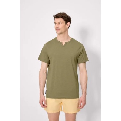 Camiseta manga corta básica cuello panadero