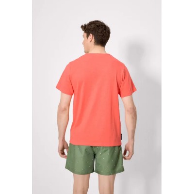 Camiseta manga corta básica cuello panadero