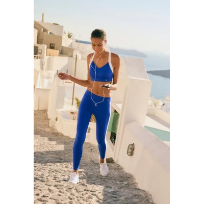 Leggings deportivos largos efecto push-up con franja en contraste