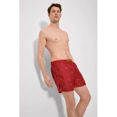 Bañador medio estampado perros salchichas rojo