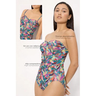 Bañador reductor bandeau alta compresión hojas copa B